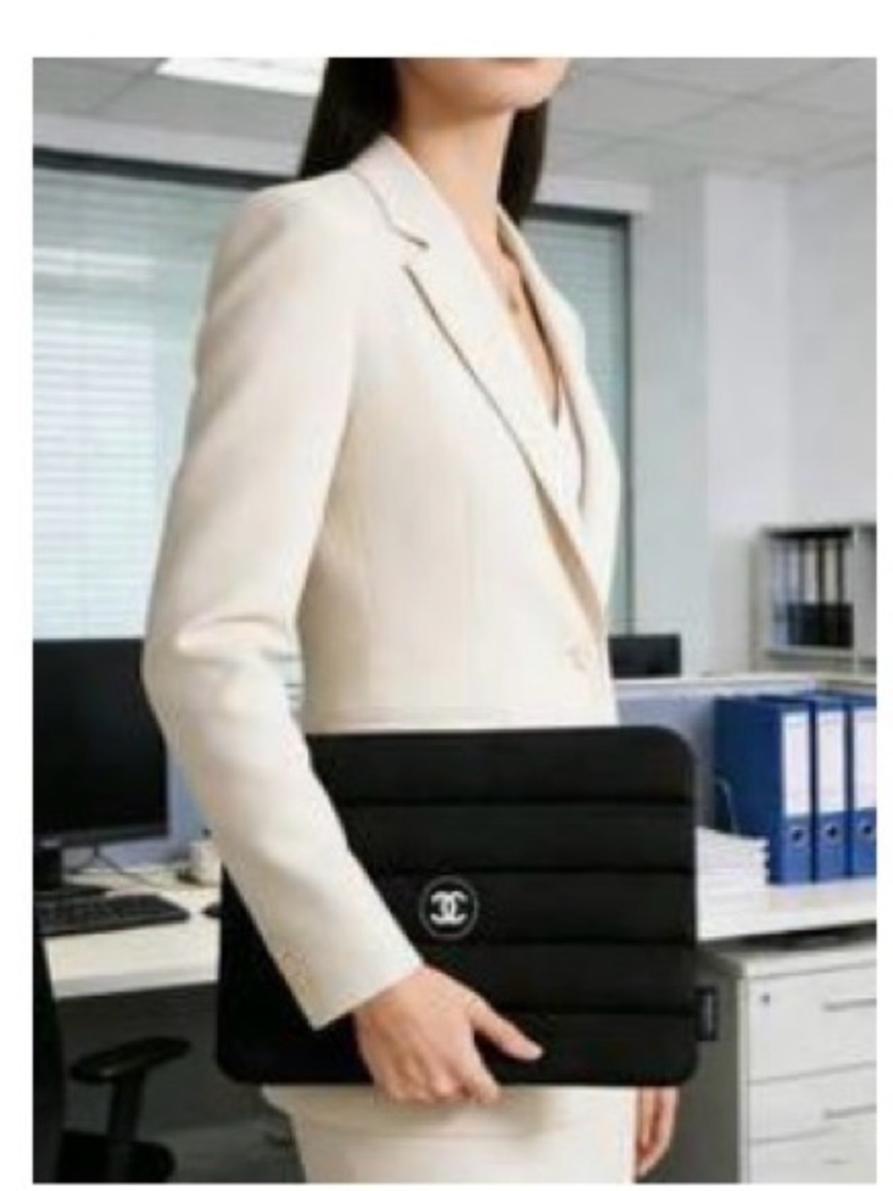 New Arrivals CHANEL Beaute  Black Quilted CC Emblem Laptop Folio